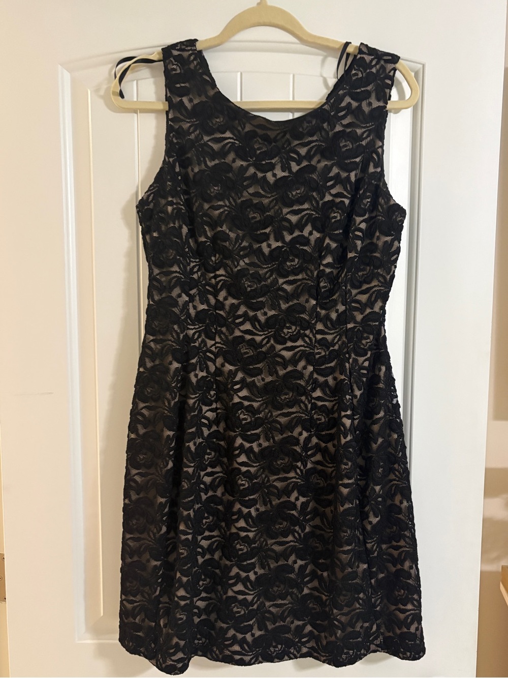 Valerie Bertinelli Black Lace A-Line Dress